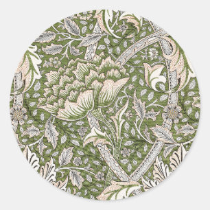 : William Morris Windrush Green Pattern: Vintage Classic Round Sticker
