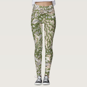 : William Morris Windrush Green Pattern: Vintage Leggings