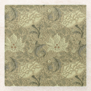 William Morris Windrush Wallpaper Pattern Glass Coaster