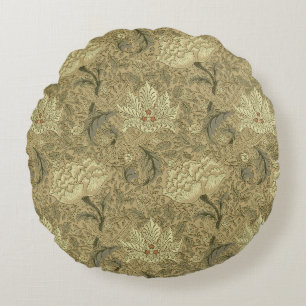 William Morris Windrush Wallpaper Pattern Round Cushion
