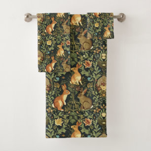 William Morris Woodland Floral Rabbits Christmas Bath Towel Set