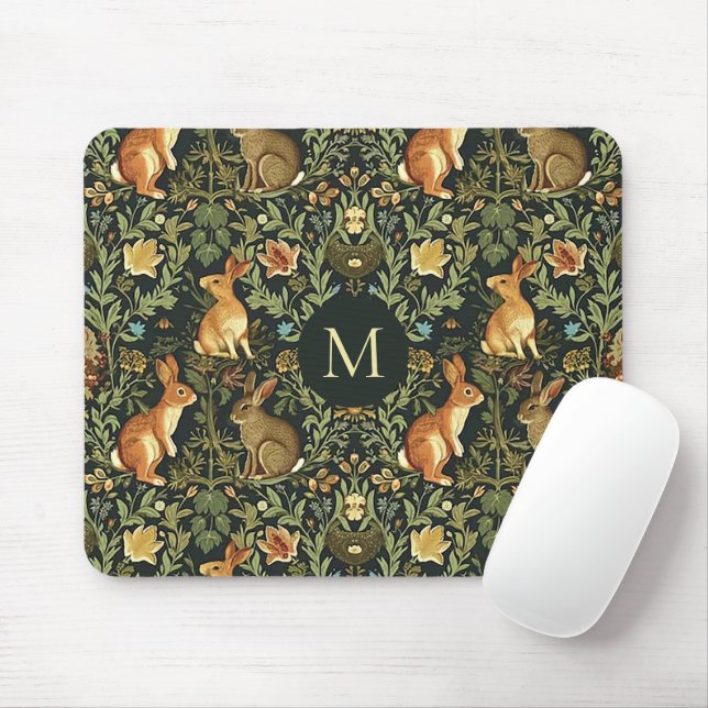 William Morris Woodland Floral Rabbits Christmas Mouse Pad (With Mouse)