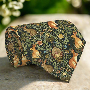 William Morris Woodland Floral Rabbits Christmas Tie