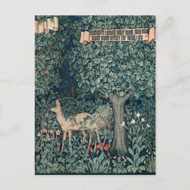 William Morris Woodland Tapestry Deer Stag Postcard (Front)