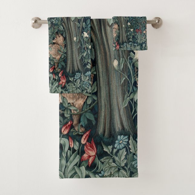William Morris Woodland Tapestry Fox Bath Towel Set (Insitu)