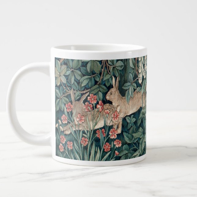 William Morris Woodland Tapestry Rabbits Large Coffee Mug (Left)