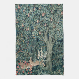 William Morris Woodland Tapestry Rabbits Tea Towel