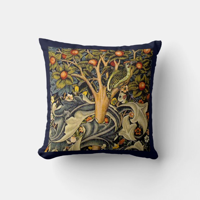William Morris Woodpecker Tapestry Arts & Crafts  Cushion (Front)