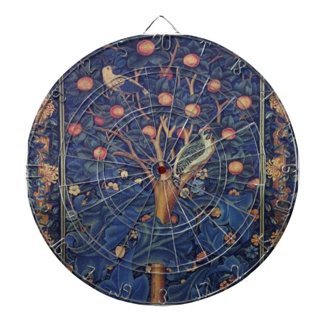 William Morris Woodpecker Tapestry Arts & Crafts  Dartboard (Front)