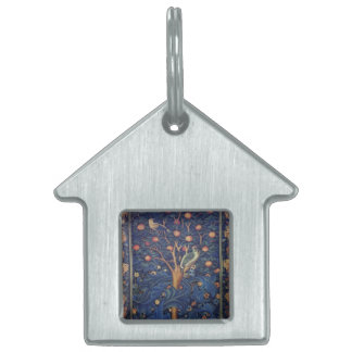 William Morris Woodpecker Tapestry Arts & Crafts  Pet Name Tag