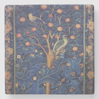William Morris Woodpecker Tapestry Arts & Crafts  Stone Coaster