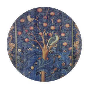 William Morris Woodpecker Tapestry Blue Design Cutting Board