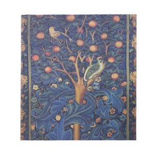 William Morris Woodpecker Tapestry Blue Design Notepad