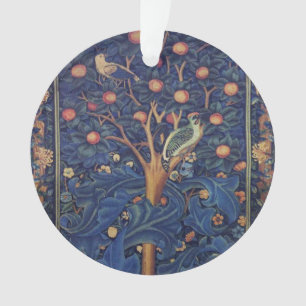 William Morris Woodpecker Tapestry Blue Design Ornament