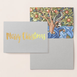 William Morris Woodpecker Tapestry Floral Vintage Foil Card