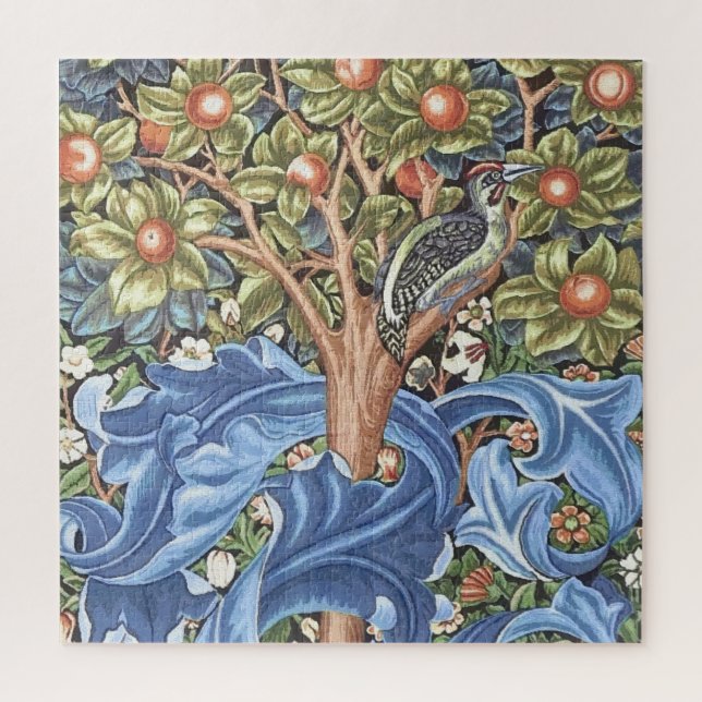 William Morris Woodpecker Tapestry Floral Vintage Jigsaw Puzzle (Vertical)