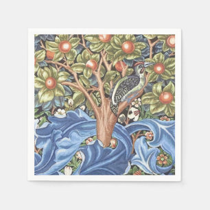 William Morris Woodpecker Tapestry Floral Vintage Napkin