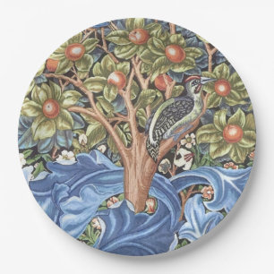 William Morris Woodpecker Tapestry Floral Vintage Paper Plate
