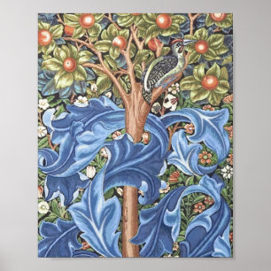 William Morris Woodpecker Tapestry Floral Vintage Poster