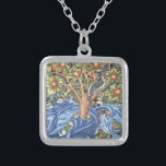 William Morris Woodpecker Tapestry Floral Vintage Silver Plated Necklace<br><div class="desc">William Morris Woodpecker Tapestry Floral Vintage Art It shows a woodpecker sitting in the branch of a fruit tree and features a distinctive ornate background of blue leaves and orange fruit. Art by William Morris Movement: British Arts and Crafts / Art Nouveau Beautiful ornate artistic floral vintage fine art pattern...</div>