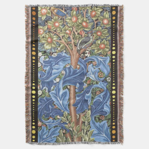 William Morris Woodpecker Tapestry Floral Vintage Throw Blanket