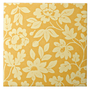 William Morris Yellow Flower Pattern Ceramic Tile