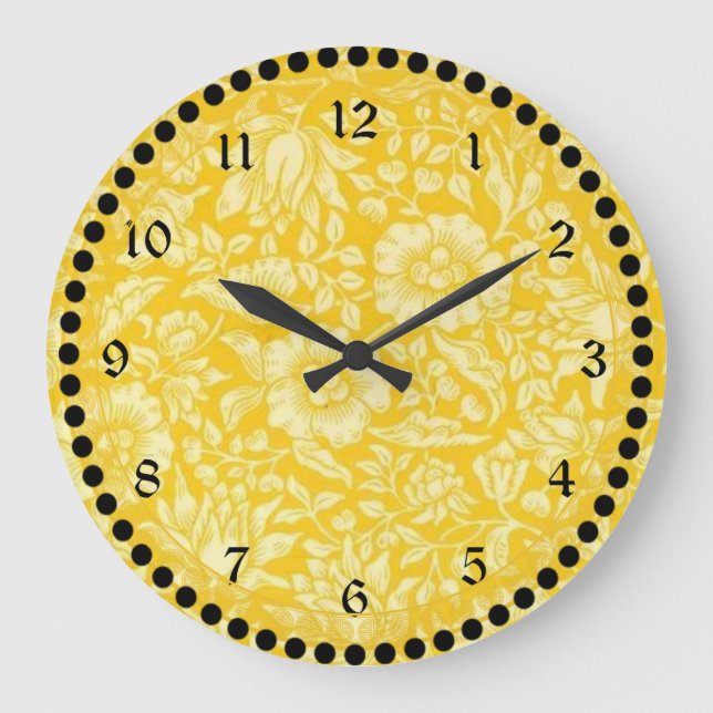 William Morris - Yellow Mallow  Large Clock (Front)