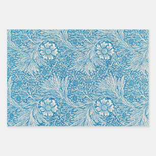 William Morris's Marigold Blue White Pattern Wrapping Paper Sheet