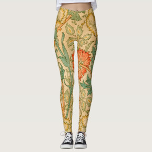William Morris's Pink and Rose famous pattern  Leggings