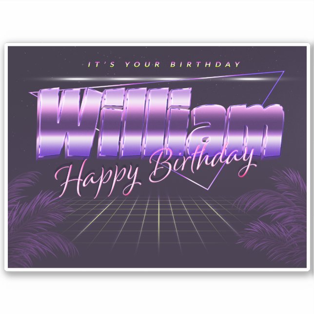 William Name First name lila retro Sticker Birthda (Front)