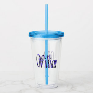 William Name In Blue Sparkle, Acrylic Tumbler