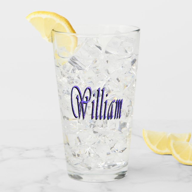 William Name In Blue Sparkle, Glass (Front Ice)