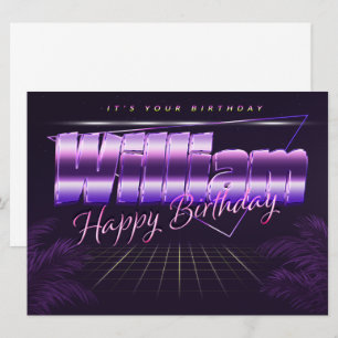 William Name Vorname lila retro Karte Geburtstag Card