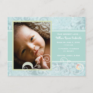 William Renee Birth Announcement Postcard