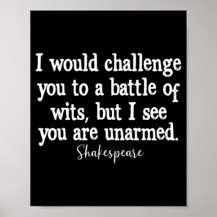 William Shakespeare Battle Of Wits English Literat Poster