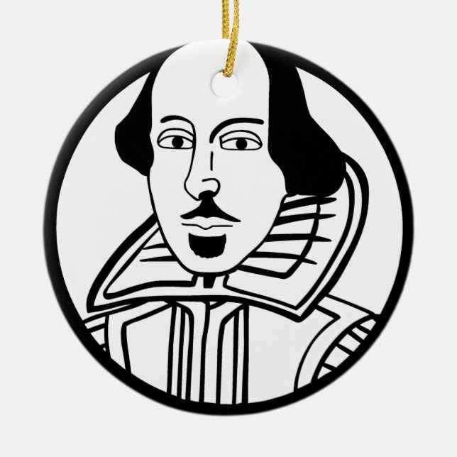 William Shakespeare Ceramic Tree Decoration (Front)