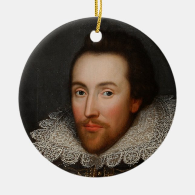William Shakespeare Cobbe Portrait  circa 1610 Ceramic Tree Decoration (Front)