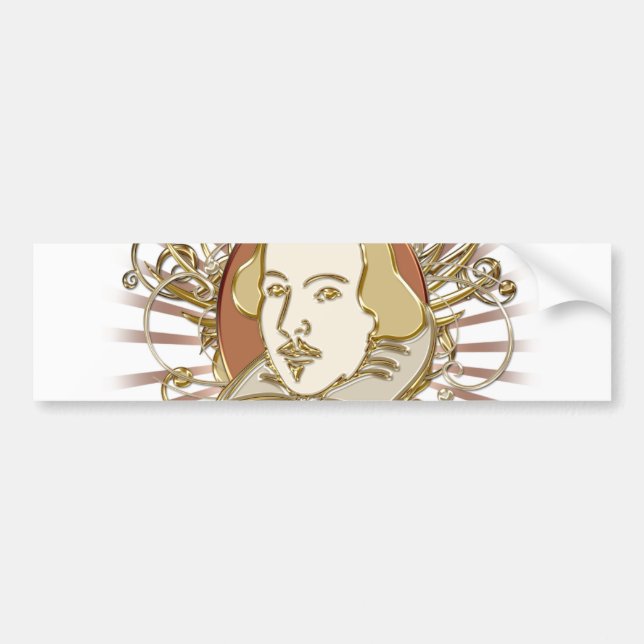 William Shakespeare Crest (Gold) Bumper Sticker (Front)