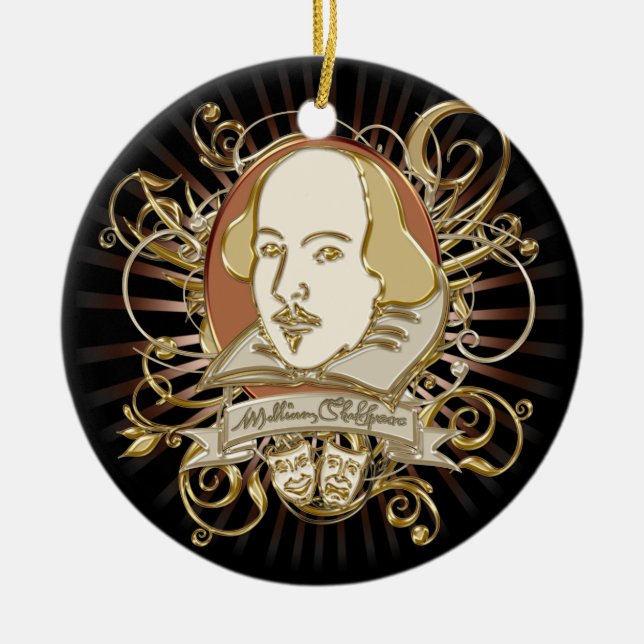 William Shakespeare Crest (Gold) Ceramic Ornament (Front)