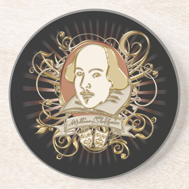 William Shakespeare Crest (Gold) Coaster (Front)