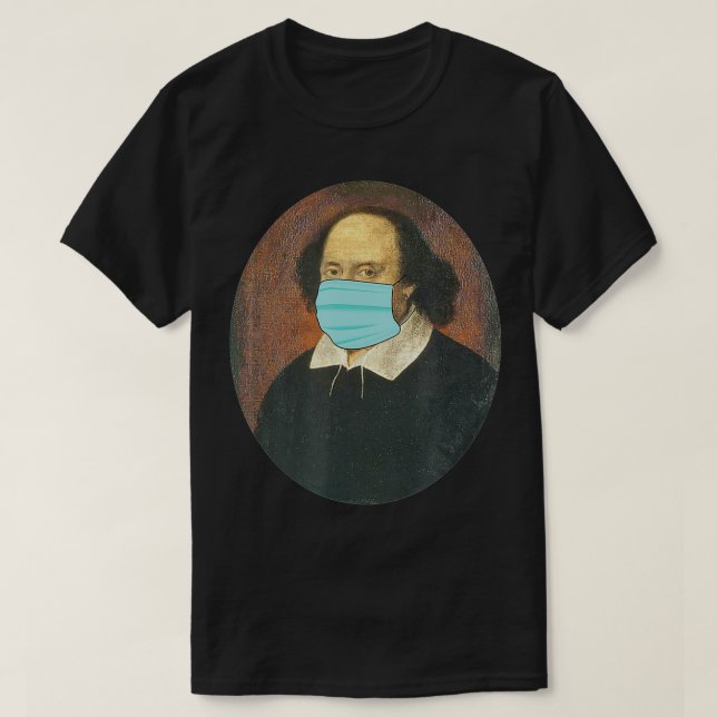 William Shakespeare Face Mask Vaccination Socially T-Shirt (Design Front)