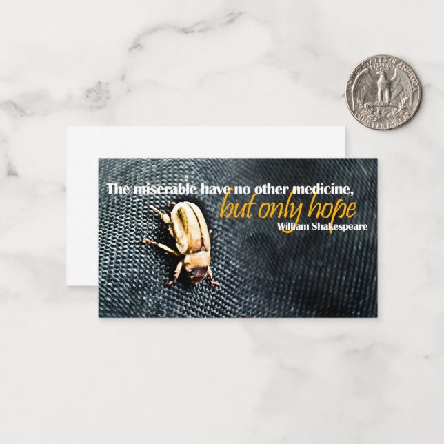 William Shakespeare Inspirational Quote "Hope" Card (Front/Back In Situ)