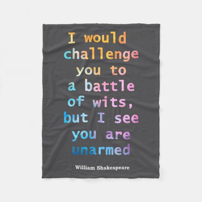 William Shakespeare Pastel I See You Are Unarmed Q Fleece Blanket (Front)