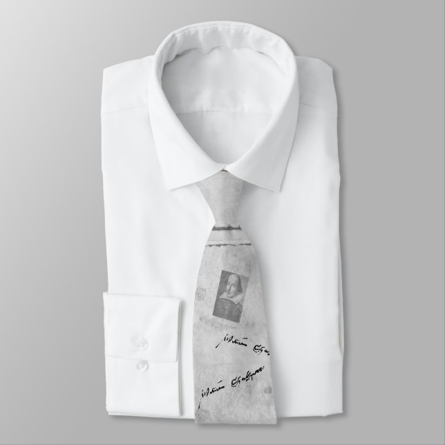 William Shakespeare Portrait and Signature Tie (Tied)