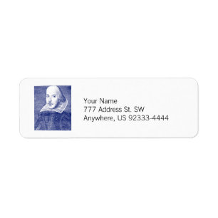 William Shakespeare Portrait from First Folio Return Address Label