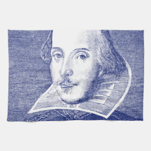 William Shakespeare Portrait from First Folio Tea Towel