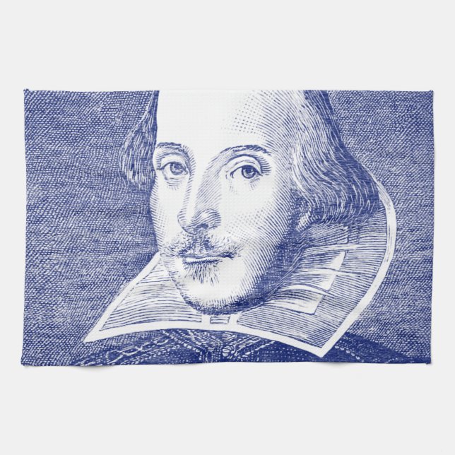 William Shakespeare Portrait from First Folio Tea Towel (Horizontal)
