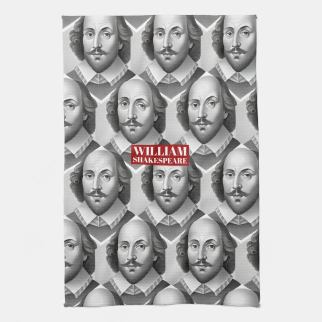 William Shakespeare portrait Hamlet illustration  Tea Towel (Vertical)