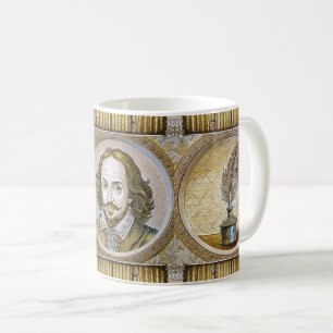 William Shakespeare portrait illustration Gold Coffee Mug