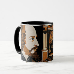 William Shakespeare portrait illustration Gold Mug